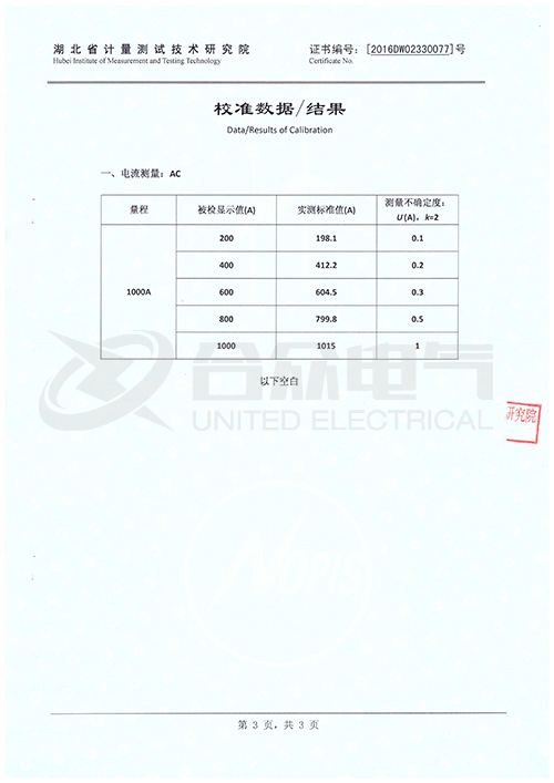 大電流發(fā)生器證書